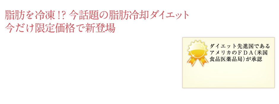 脂肪を冷凍！？今話題の脂肪冷却ダイエット。今だけ限定価格で新登場